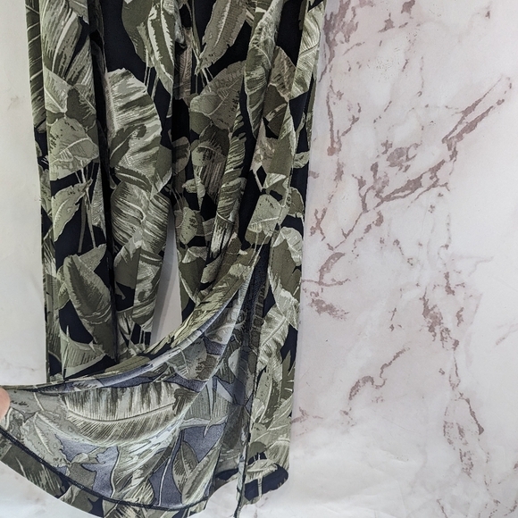 GILI Pants Womens XL P Green Wide Leg Palazzo Resort Hawaiian Floral Botanical - Picture 13 of 14